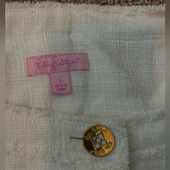 Lilly Pulitzer Cream Millie Linen Blend Jacket with Gold Buttons, Size Large - Picture 4 of 15